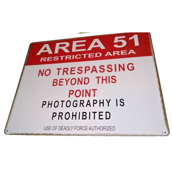 Area 51 Sign Warning Sign Restricted Area Tin Sign Man Cave Garage Decor 12"x15" - Picture 1 of 3